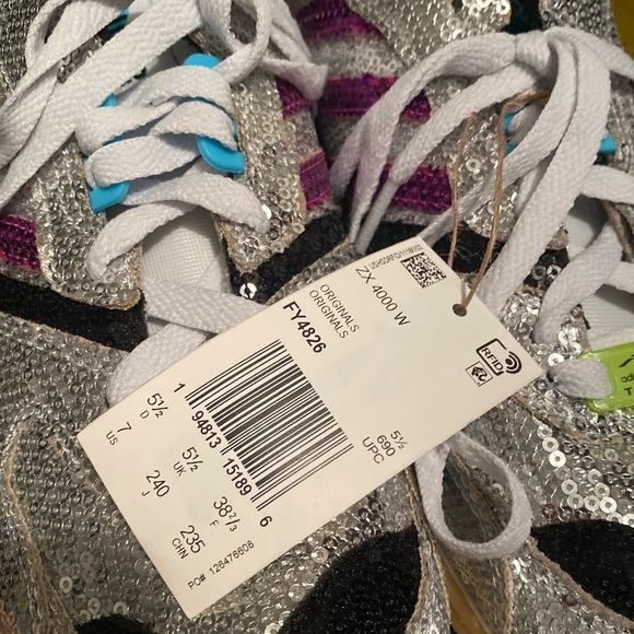 ADIDAS ORIGINALS ZX 4000 SEQUINED SNEAKERS size 7 sparkle sequin phish holiday - Picture 9 of 11